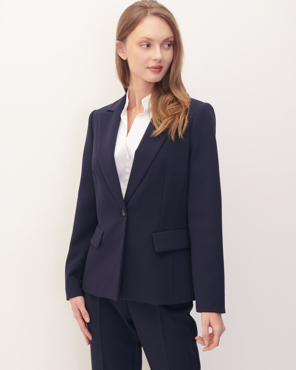 Blazer largo azul marino